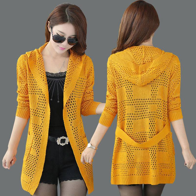 Áo khoác len cardigan mỏng thời trang Hàn Quốc LEK333 (Vàng)