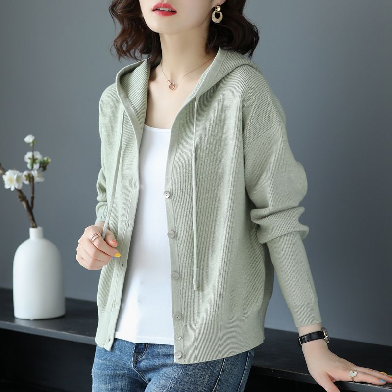 Áo khoác len nữ có mũ trùm đầu phong cách trẻ trung HAQ020 (Xanh lá cây)