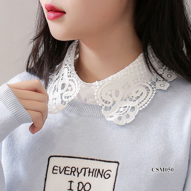 Cổ áo sơ mi nữ họa tiết ren CSM050 (Ren Trắng)