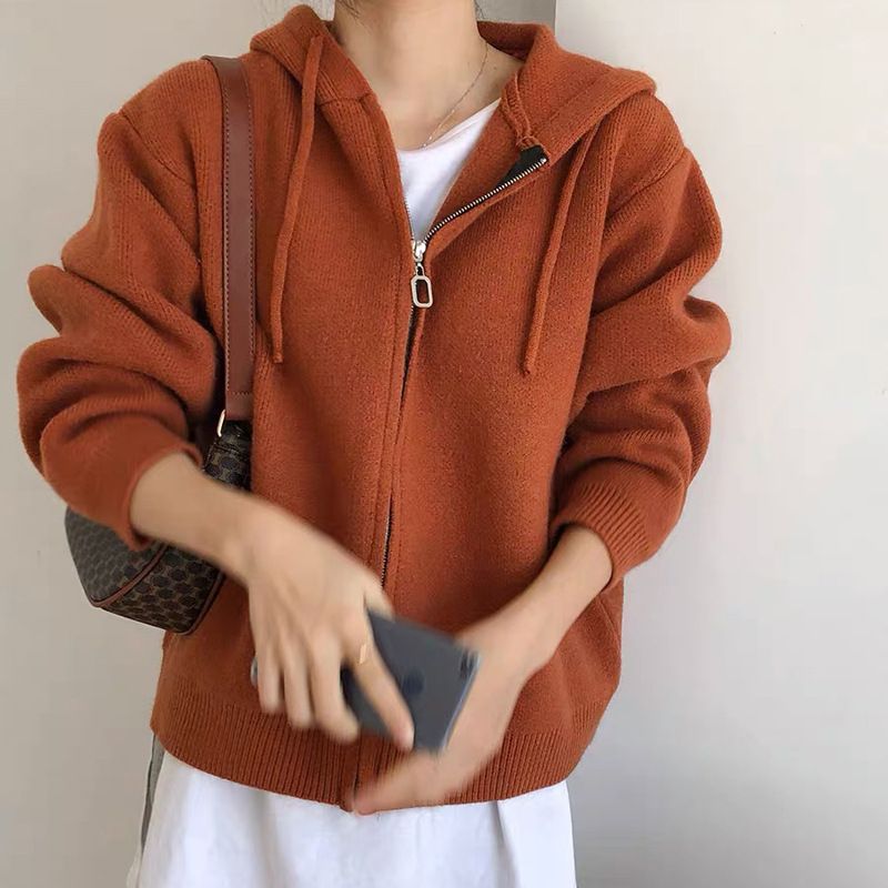 Áo len hoodie nữ dai tay phong cách trẻ trung, thời trang thu đông, chất len mềm mịn HAQ050 (Đỏ gạch)