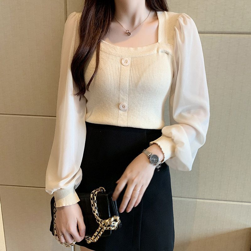 Áo len nữ cổ vuông phong cách Hàn Quốc, thời trang thu đông, chất len dệt kim mềm mịn HAQ040 (Trắng)