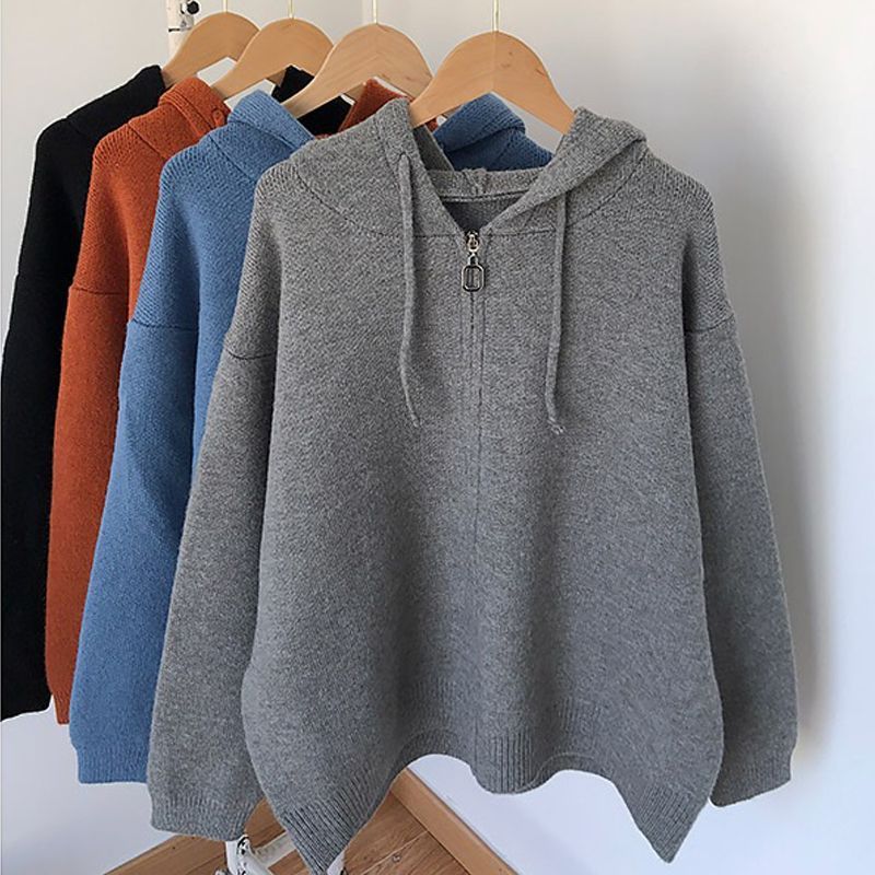 Áo len hoodie nữ dai tay phong cách trẻ trung, thời trang thu đông, chất len mềm mịn HAQ050 (Đỏ gạch)