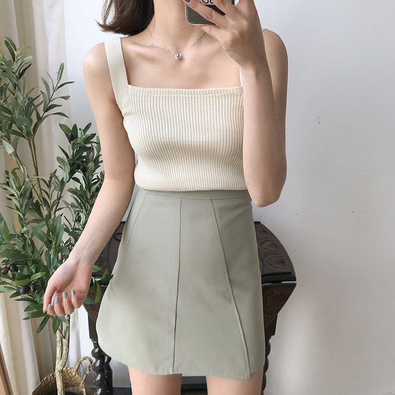 Áo len nữ 2 dây cổ vuông phong cách Hàn Quốc, thời trang trẻ trung, chất len dệt kim mềm mịn HAQ041 (Đen)