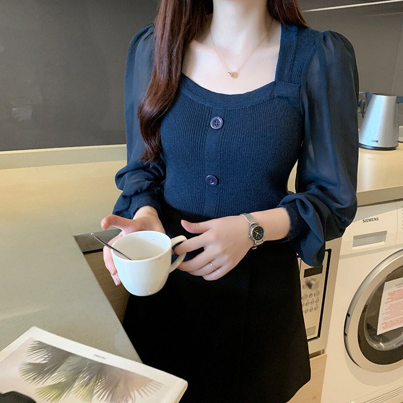 Áo len nữ cổ vuông phong cách Hàn Quốc, thời trang thu đông, chất len dệt kim mềm mịn HAQ040 (Trắng)