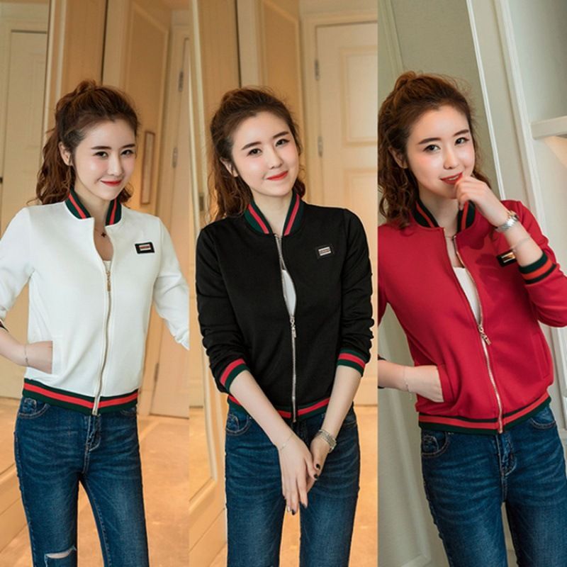 Áo khoác thể thao nữ kéo khóa phong cách trẻ trung, thời trang thu đông, phù hợp đi chơi, du lịch HAQ045 (Trắng)