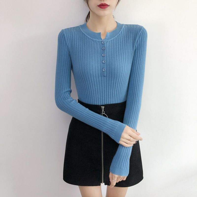 Áo len mỏng tay dài, cổ tròn cài khuy phong cách Hàn Quốc, thời trang thu đông, chất len mềm mịn HAQ051 (Vàng)