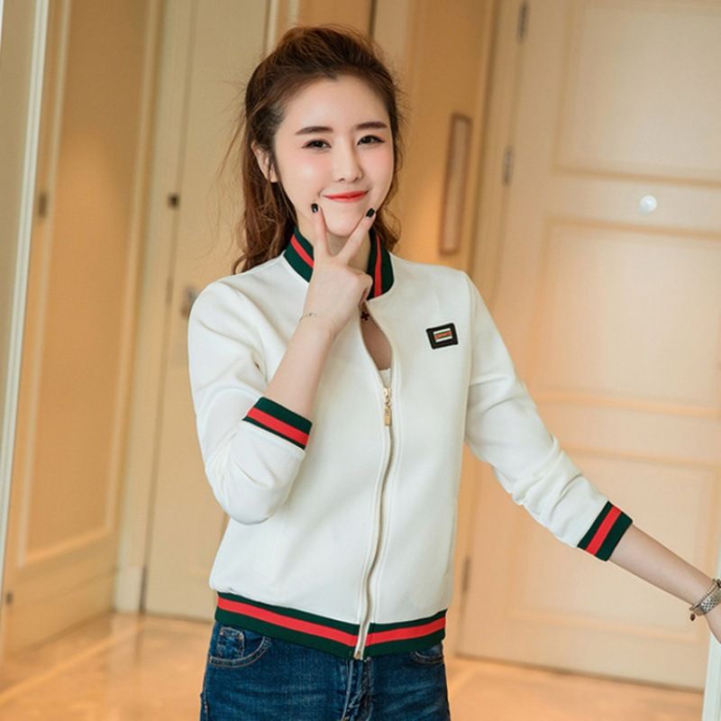 Áo khoác thể thao nữ kéo khóa phong cách trẻ trung, thời trang thu đông, phù hợp đi chơi, du lịch HAQ045 (Trắng)