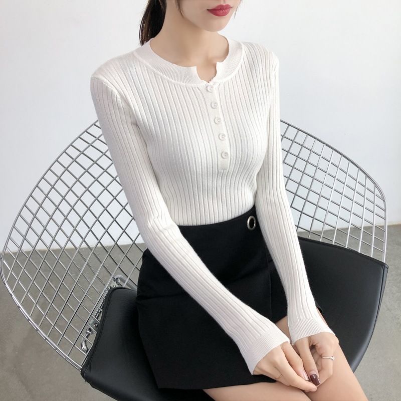 Áo len mỏng tay dài, cổ tròn cài khuy phong cách Hàn Quốc, thời trang thu đông, chất len mềm mịn HAQ051 (Đen)
