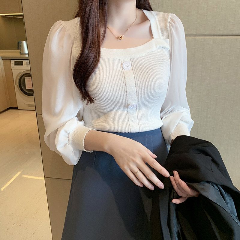Áo len nữ cổ vuông phong cách Hàn Quốc, thời trang thu đông, chất len dệt kim mềm mịn HAQ040 (Trắng)