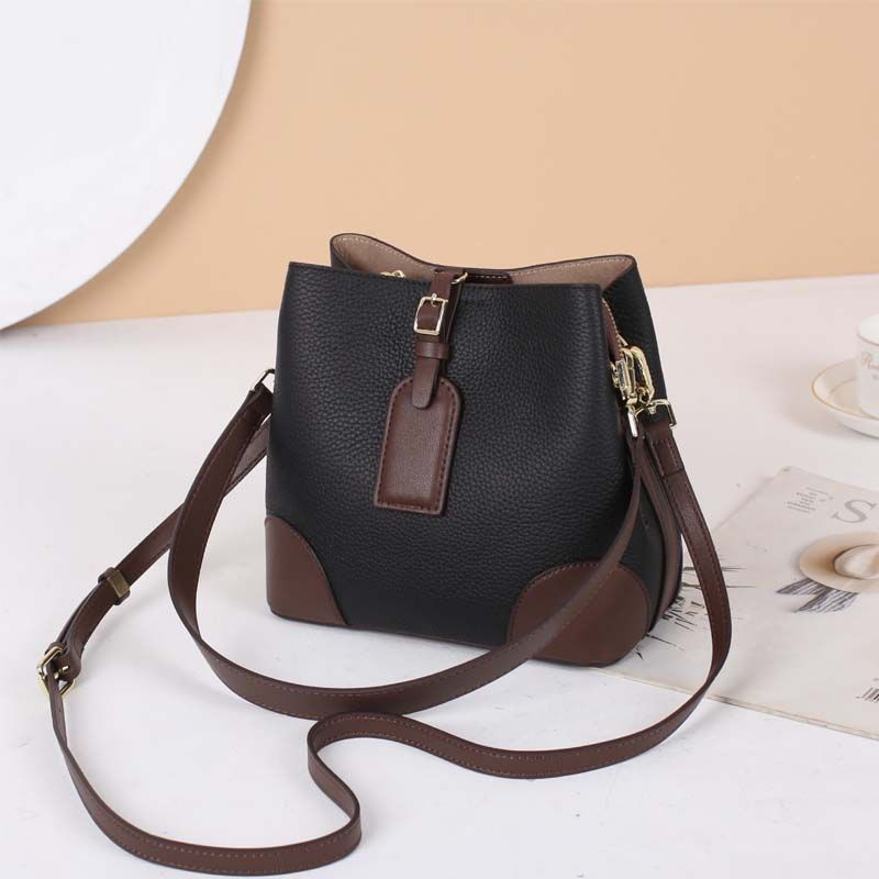 Túi xách, túi đeo chéo nữ da thật bucket bag phong cách châu Âu, phù hợp đi chơi đi làm HAD216 (Đen)