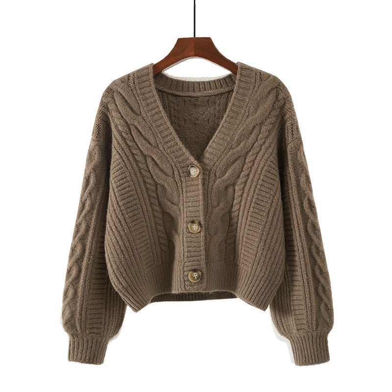Áo khoác len cardigan dáng ngắn, thời trang thu đông phong cách Hàn Quốc, chất len mềm mịn LEK396 (Camel)
