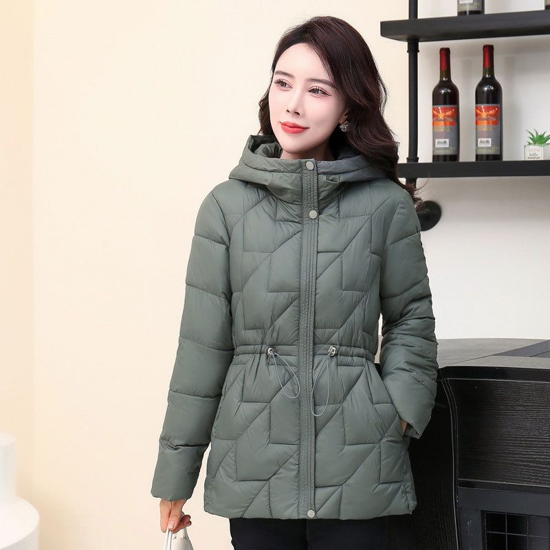Áo phao nữ dáng dài, lót bông siêu nhẹ, phong cách Hàn Quốc ALD004 (Xanh lam)