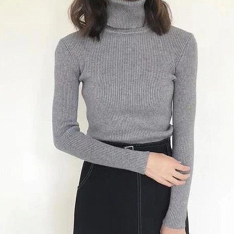 Áo len cổ lọ, dài tay thời trang thu đông, phong cách Châu Âu, phù hợp đi chơi đi làm HAQ056 (Đen)