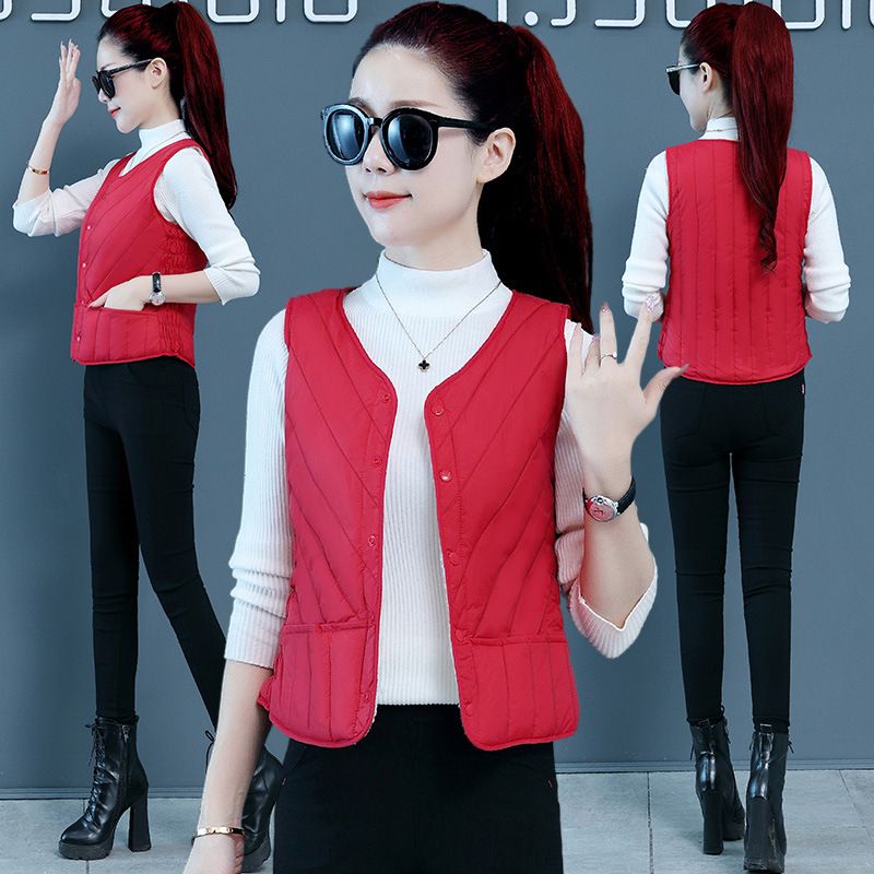 Áo phao gile dáng ôm lót lông, thời trang thu đông, phong cách Hàn Quốc, phù hợp đi chơi đi làm SAM049 (Đỏ)