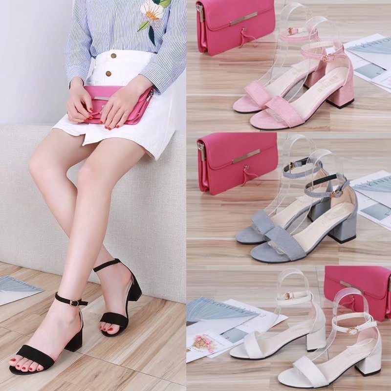 TMC005 - Sandals nữ gót vuông 5.5 cm, kiểu dáng thanh mảnh, sang trọng (Đen)