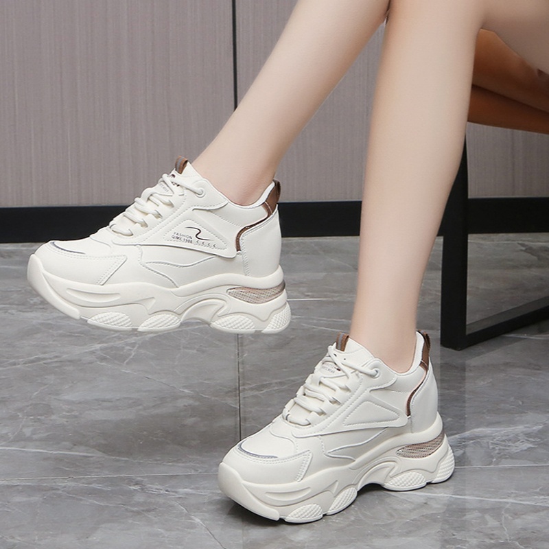 ALT009 - Giày thể thao buộc dây đế dày 8cm (BE)