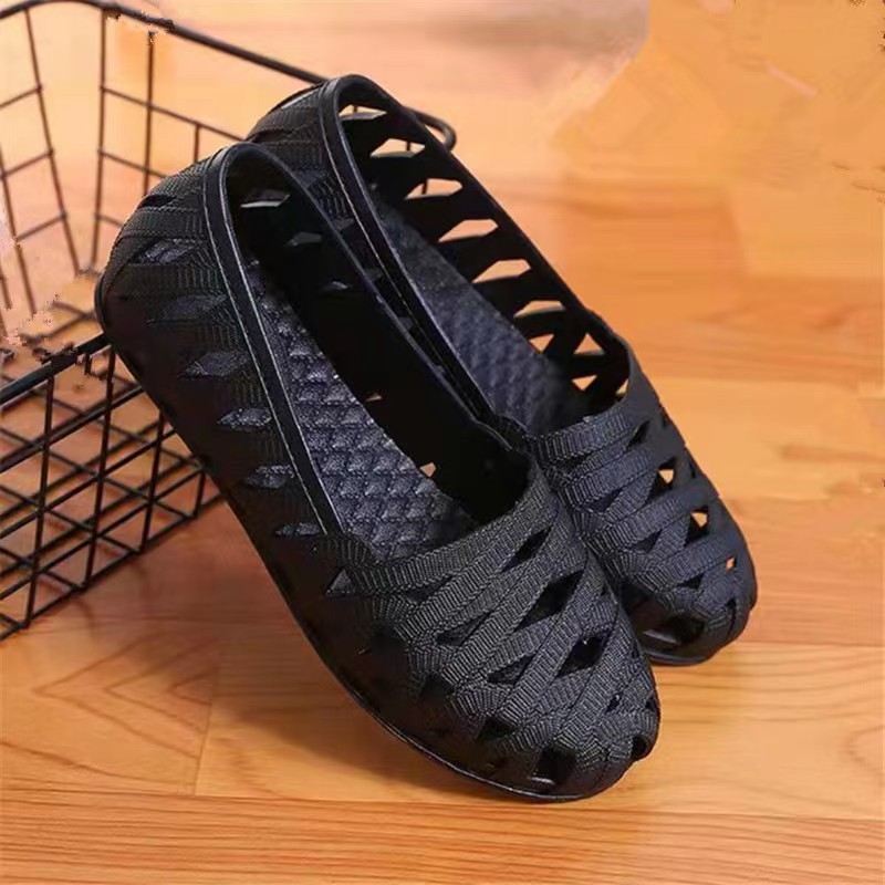 SPT007 - Giày lười nữ thoáng khí siêu nhẹ, thời trang trẻ trung - Đen