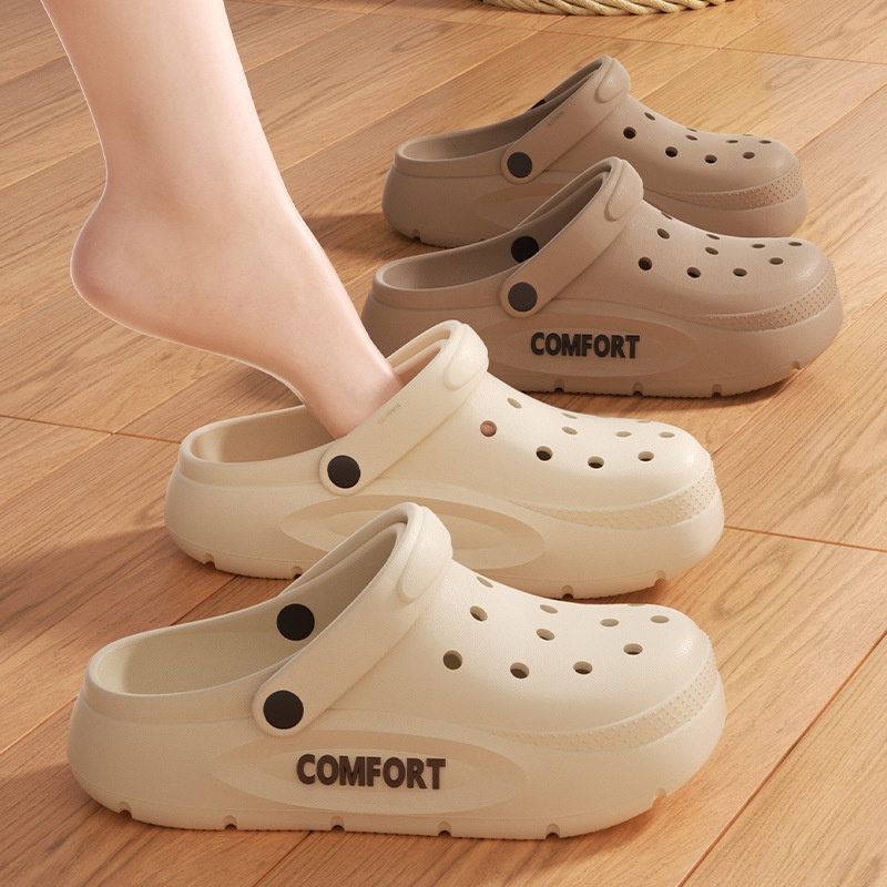 CRS008 - Dép crocs chống trơn trượt, trẻ trung, đế dày cho cảm giác chắc chắn, phù hợp đi trong nhà, ngoài trời - Kaki