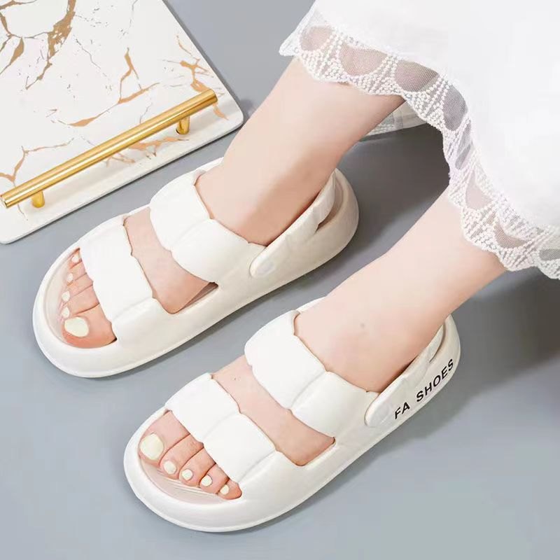 SPU005 - Dép sandals chống trơn trượt, nhựa mềm êm ái, phù hợp đi biển, du lịch, đi trong nhà - Trắng