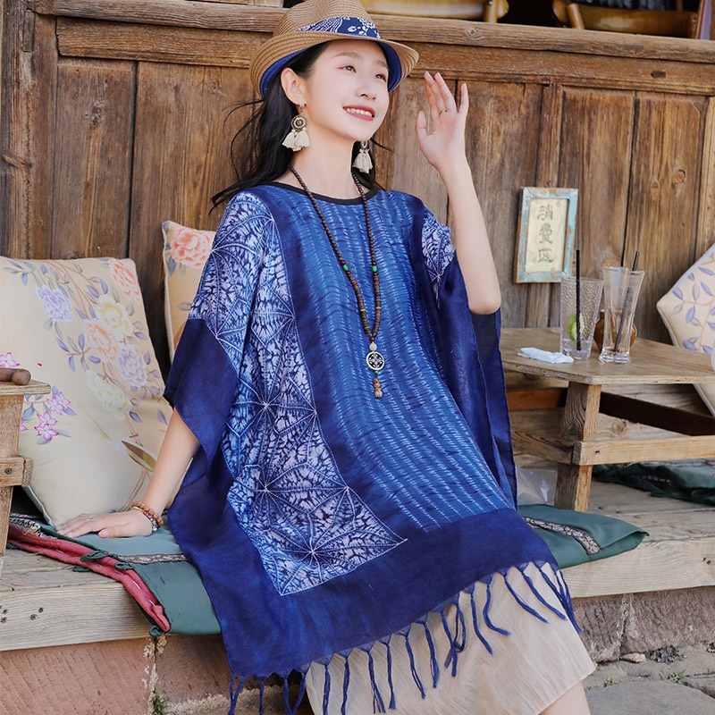 LTK001 - Khăn choàng lụa Boho phong cách Vintage, phối váy liền thân, quần ống rộng ngọt ngào