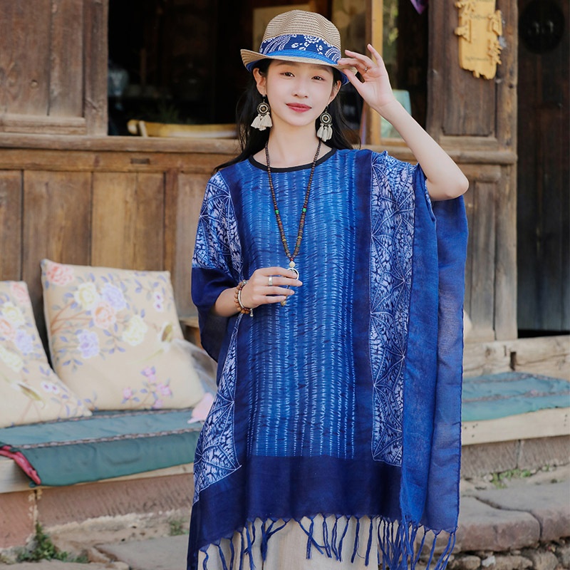 LTK001 - Khăn choàng lụa Boho phong cách Vintage, phối váy liền thân, quần ống rộng ngọt ngào