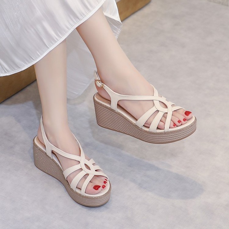 LMT010 - Dép nữ cao gót đế xuống thời trang trẻ trung - Trắng