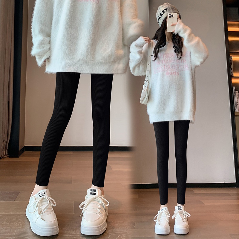 LEC011 - Quần đông xuân, quần legging nữ cạp cao, co giãn ấm áp - Xám