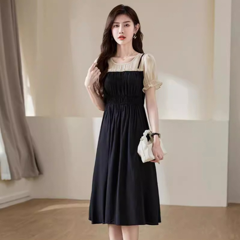 SAM065 - Váy nữ thanh lịch phong cách nữ thần vintage/ Vải: 70% polyester, 30% cotton - Kết cấu lụa mịn - Xám