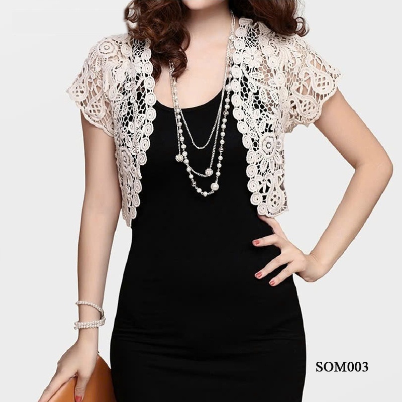 SOM003 - Áo khoác ren nữ mỏng chống nắng, tôn dáng thời trang trẻ trung - Trắng