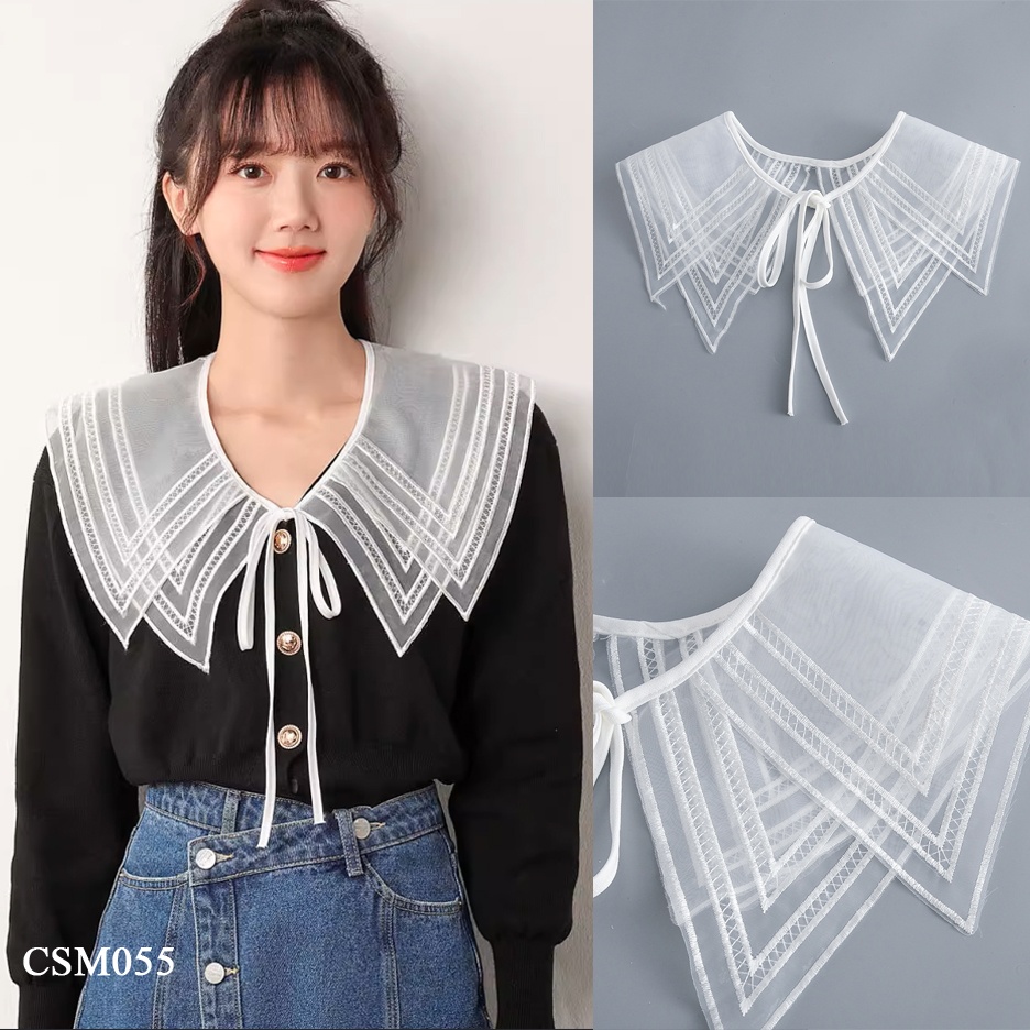 Cổ áo sơ mi nữ thiết kế retro, phong cách Hàn Quốc CSM055