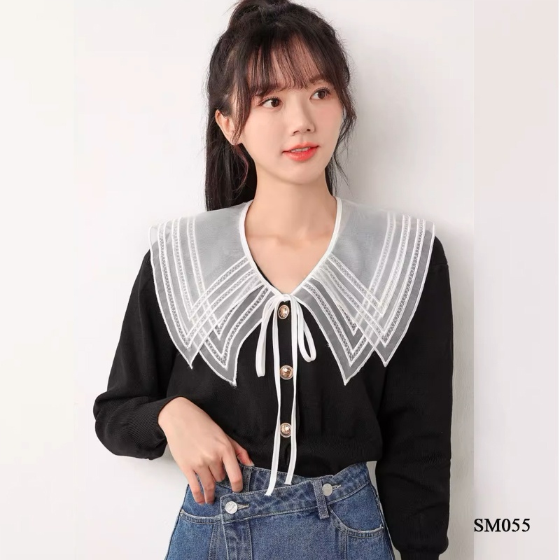 Cổ áo sơ mi nữ thiết kế retro, phong cách Hàn Quốc CSM055