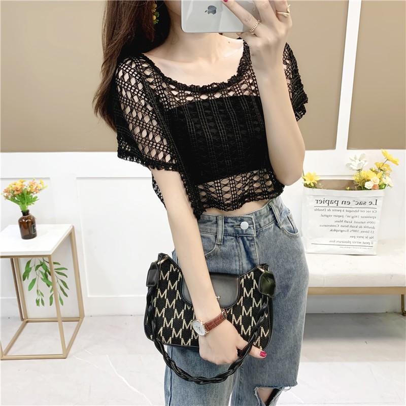 RDA003 - Áo lưới cotton mùa hè thời trang phong cách trẻ trung - Đen