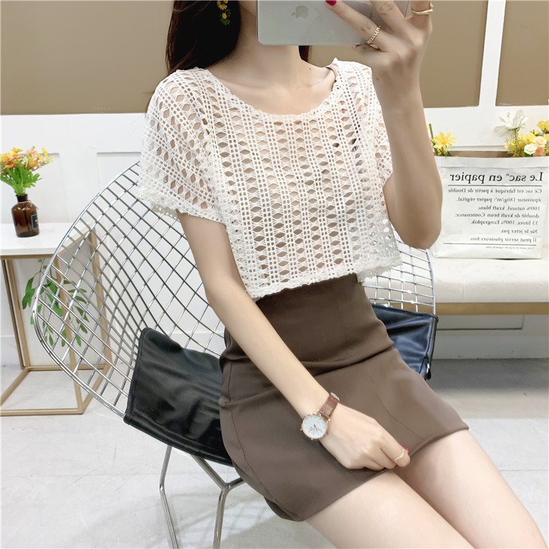 RDA003 - Áo lưới cotton mùa hè thời trang phong cách trẻ trung - Đen