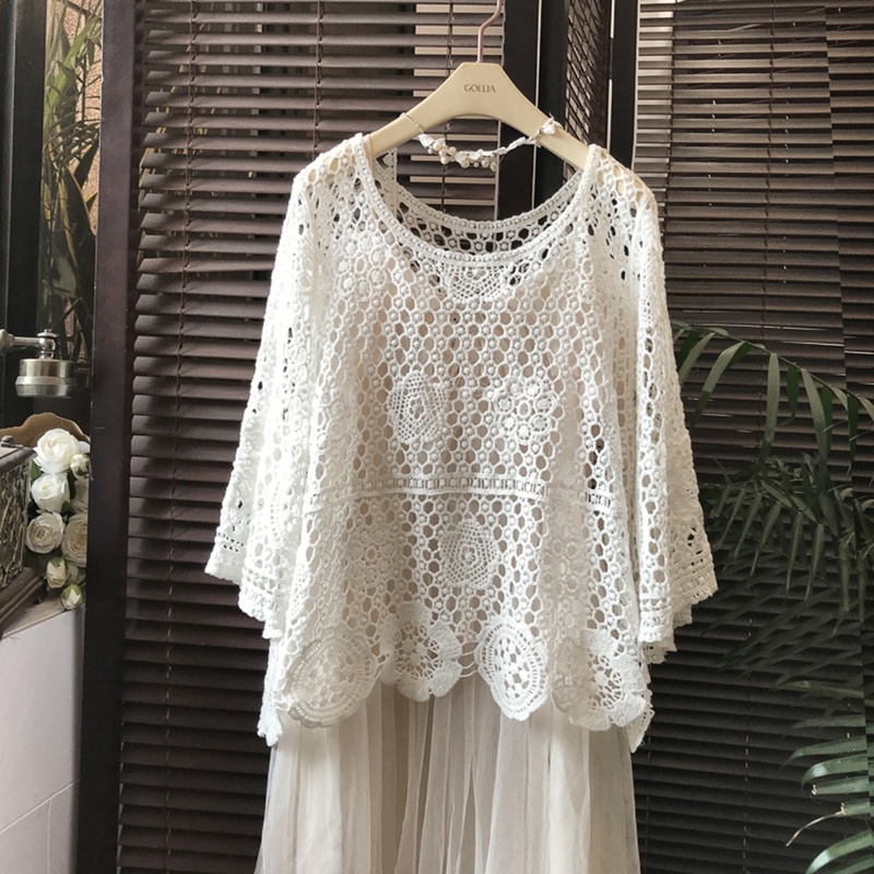 RDA004 - Áo ren cotton dáng rộng thời trang phong cách Hàn Quốc - Trắng