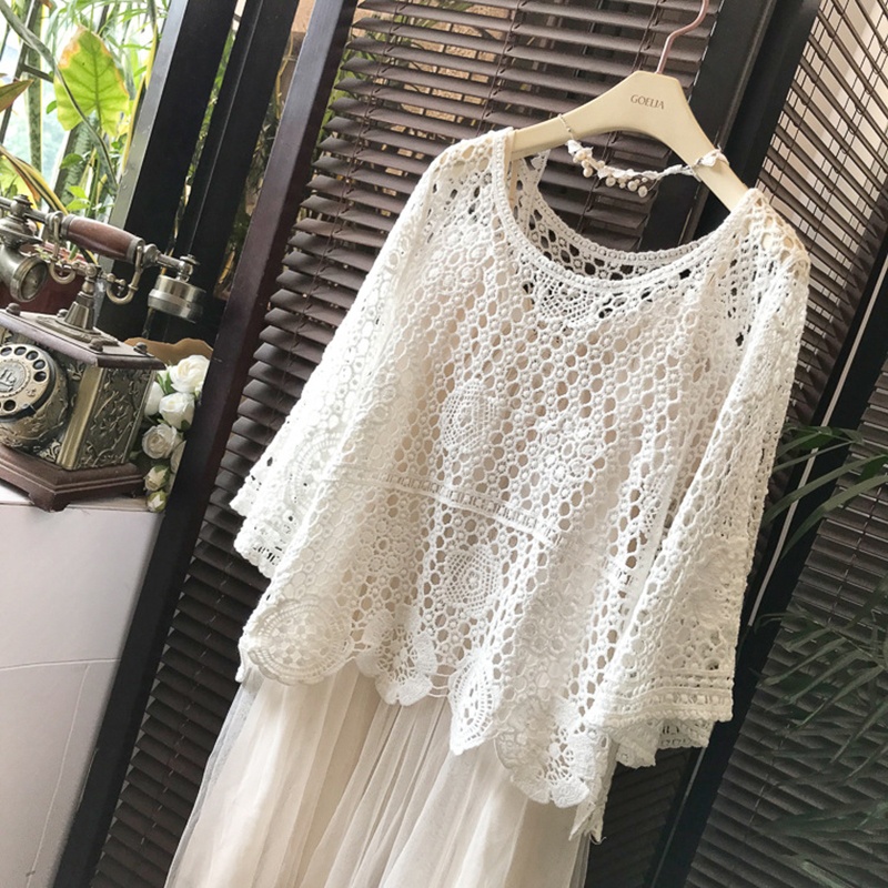RDA004 - Áo ren cotton dáng rộng thời trang phong cách Hàn Quốc - Be