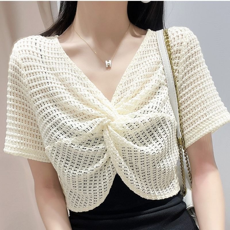 CDM001 - Áo ren lửng thời trang phong cách Hàn Quốc trẻ trung, tôn dáng, che khuyết điểm - Be