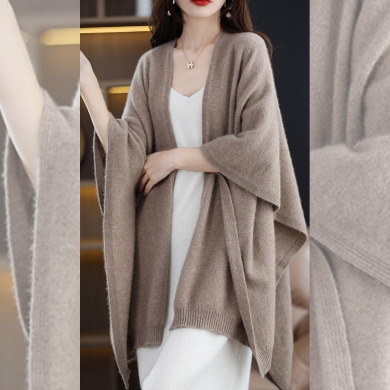 HVO007 - Áo khoác len nữ, cardigan nữ dáng rộng, màu trơn thanh lịch -Camel