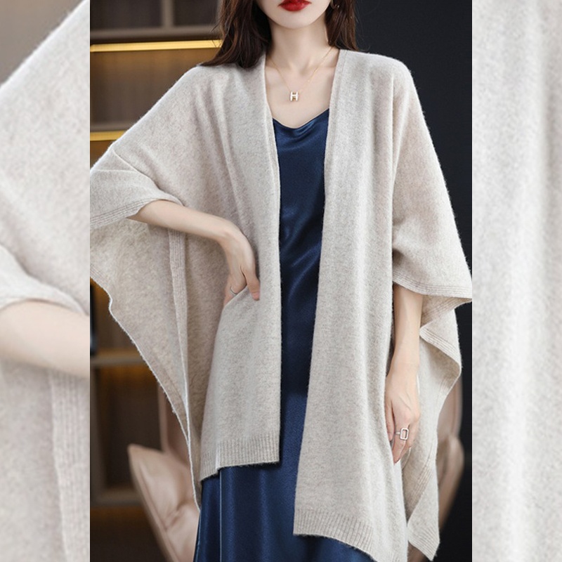 HVO007 - Áo khoác len nữ, cardigan nữ dáng rộng, màu trơn thanh lịch -Mơ