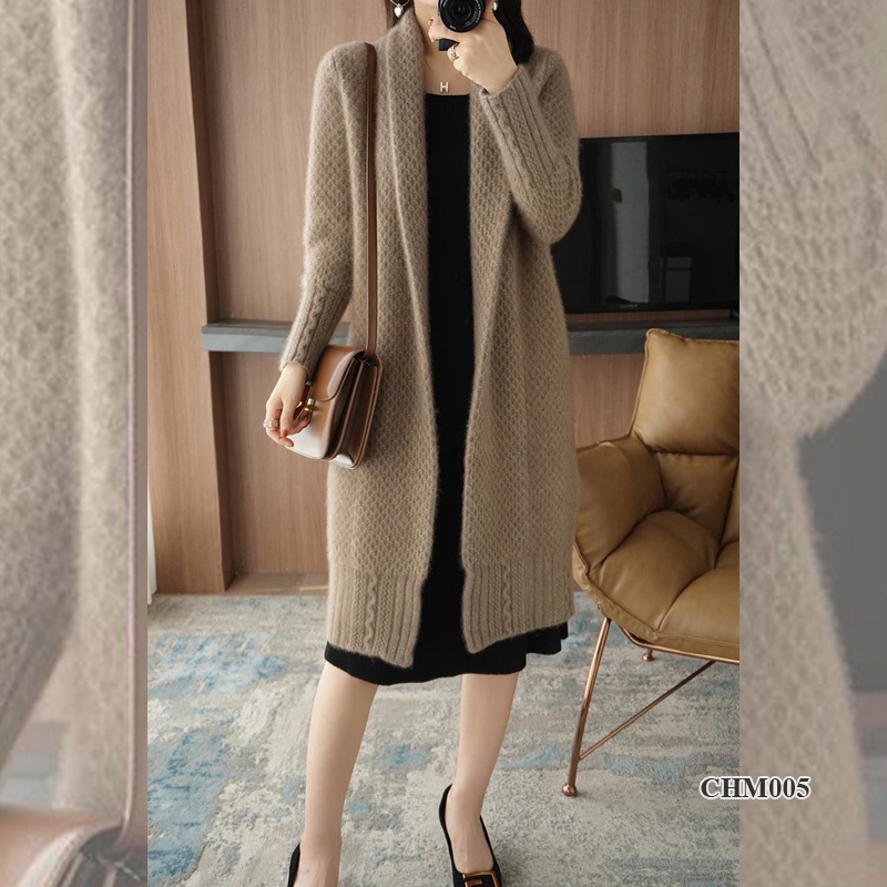 CHM005 - Áo len Cardigan nữ thời trang thu đông, phong cách cổ điển - Camel