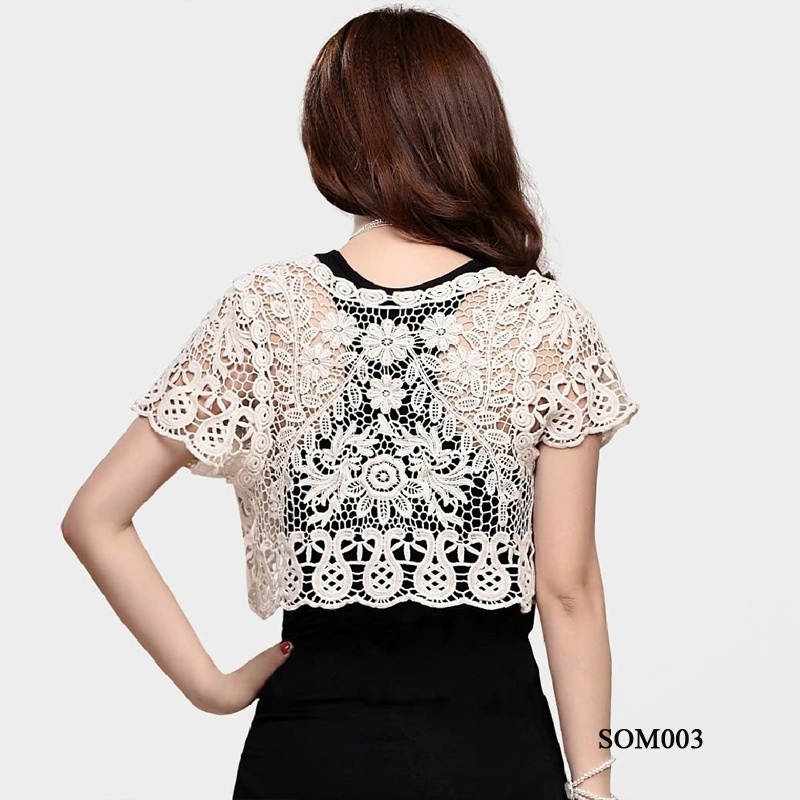 SOM003 - Áo khoác ren lửng, áo khoác nữ mỏng , tôn dáng thời trang trẻ trung - Trắng