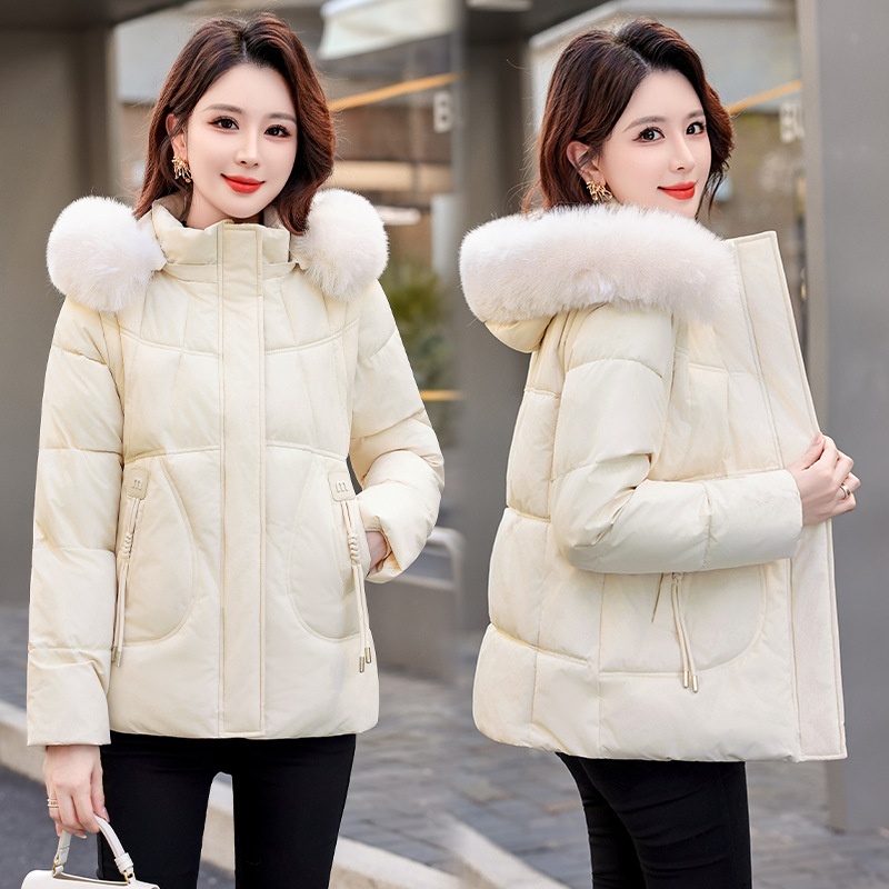 FAD007 - Áo khoác phao nữ dáng rộng, lót nhung ấm áp, tay áo tháo rời linh hoạt, thời trang thu đông - Be