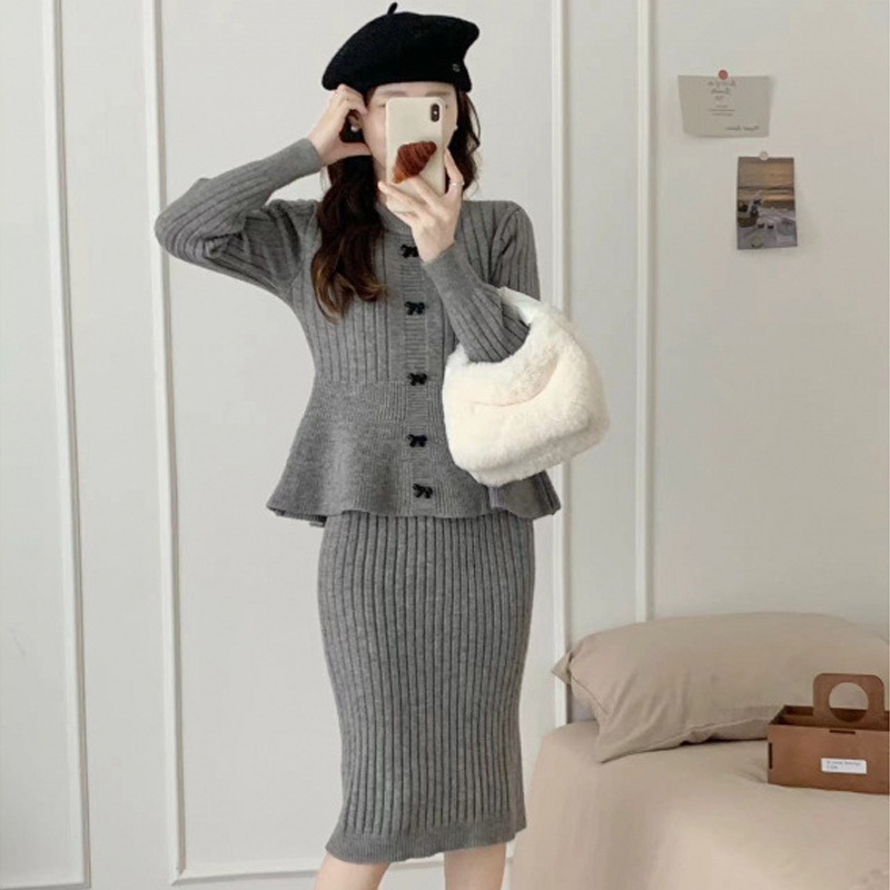 Váy len liền thân giả 2 mảnh, chất liệu mềm mại, thời trang công sở trẻ trung SGC003 - Xám