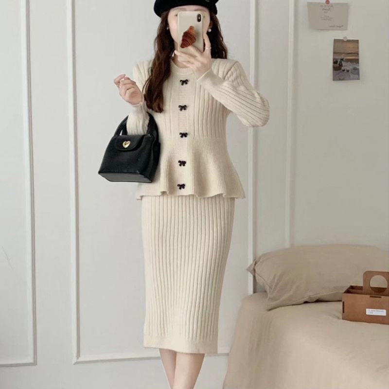 Váy len liền thân giả 2 mảnh, chất liệu mềm mại, thời trang công sở trẻ trung SGC003 - Trắng