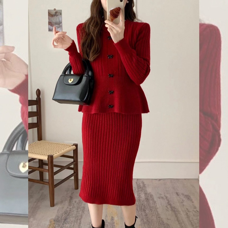 Váy len liền thân giả 2 mảnh, chất liệu mềm mại, thời trang công sở trẻ trung SGC003 - Đỏ