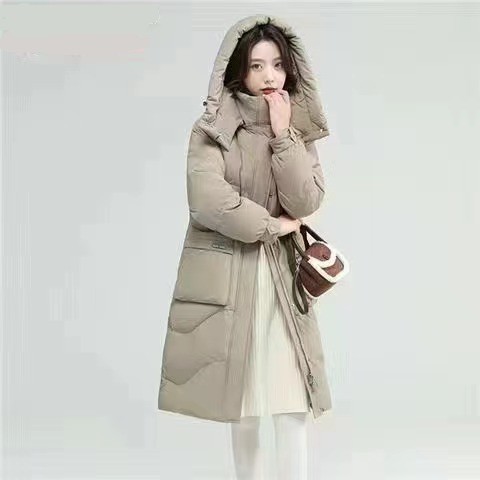 Áo phao nữ dáng dài phom rộng, siêu ấm áp, thời trang đại hàn KLP003 - Kaki