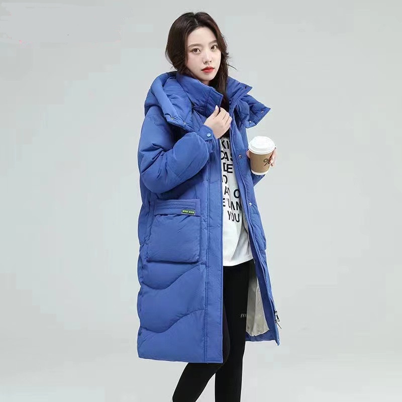 Áo phao nữ dáng dài phom rộng, siêu ấm áp, thời trang đại hàn KLP003 - Xanh lam