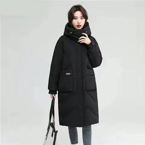 Áo phao nữ dáng dài phom rộng, siêu ấm áp, thời trang đại hàn KLP003 - Đen