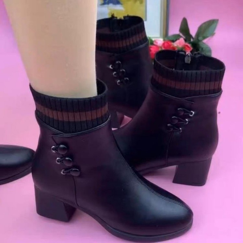 Boots nữ da mềm, lót lông ấm áp phong cách trẻ trung TCS003