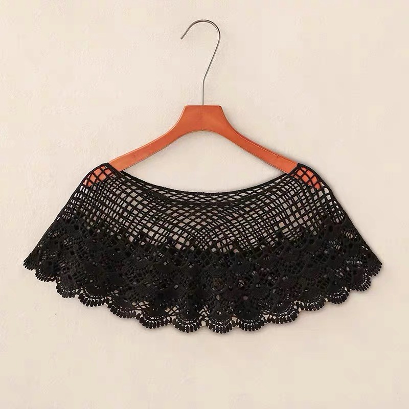 SOM001 - Khăn choàng nữ ren phong cách Hàn Quốc, phối đồ thời trang che dáng - Vỏ sò đen