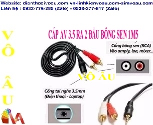 CÁP AV JACK 3.5 RA 2 ĐẦU BÔNG SEN 1M5